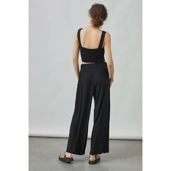 NWT Anthropologie Wide-Leg Pant Set S HTF Black Crop Top $160 Two Piece Comfy - Picture 4 of 9